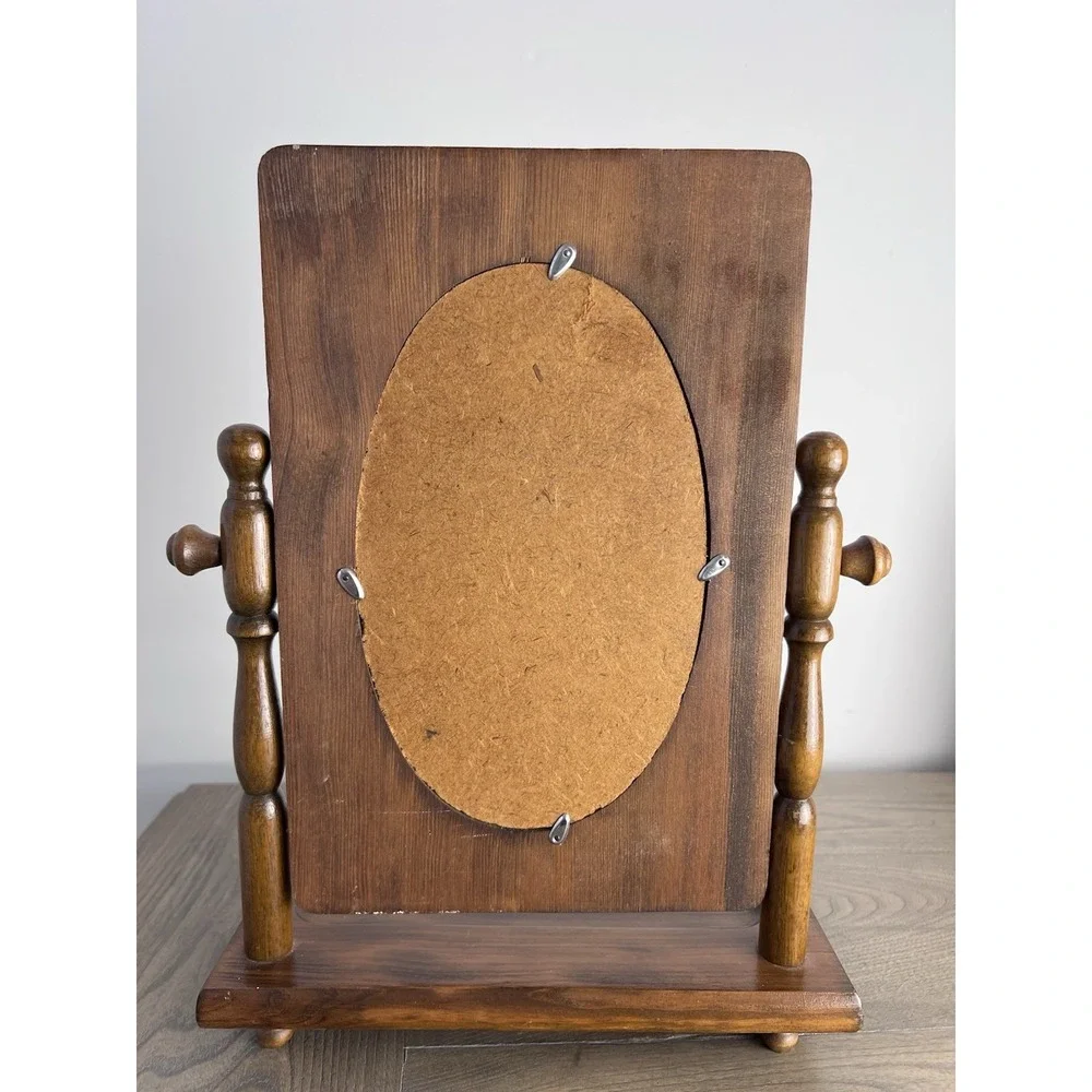 Vtg 50s 60s Shaving Mirror Wood With Tray